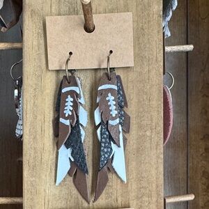 Brown and White Feather Earrings